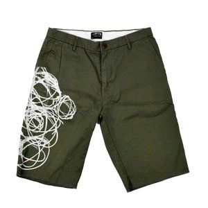 2007 stussy x Futura atom logo olive chino shorts